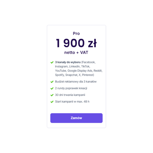 HireAds Pro - kampania rekrutacyjna w social media (3 kanały, 30 dni)
